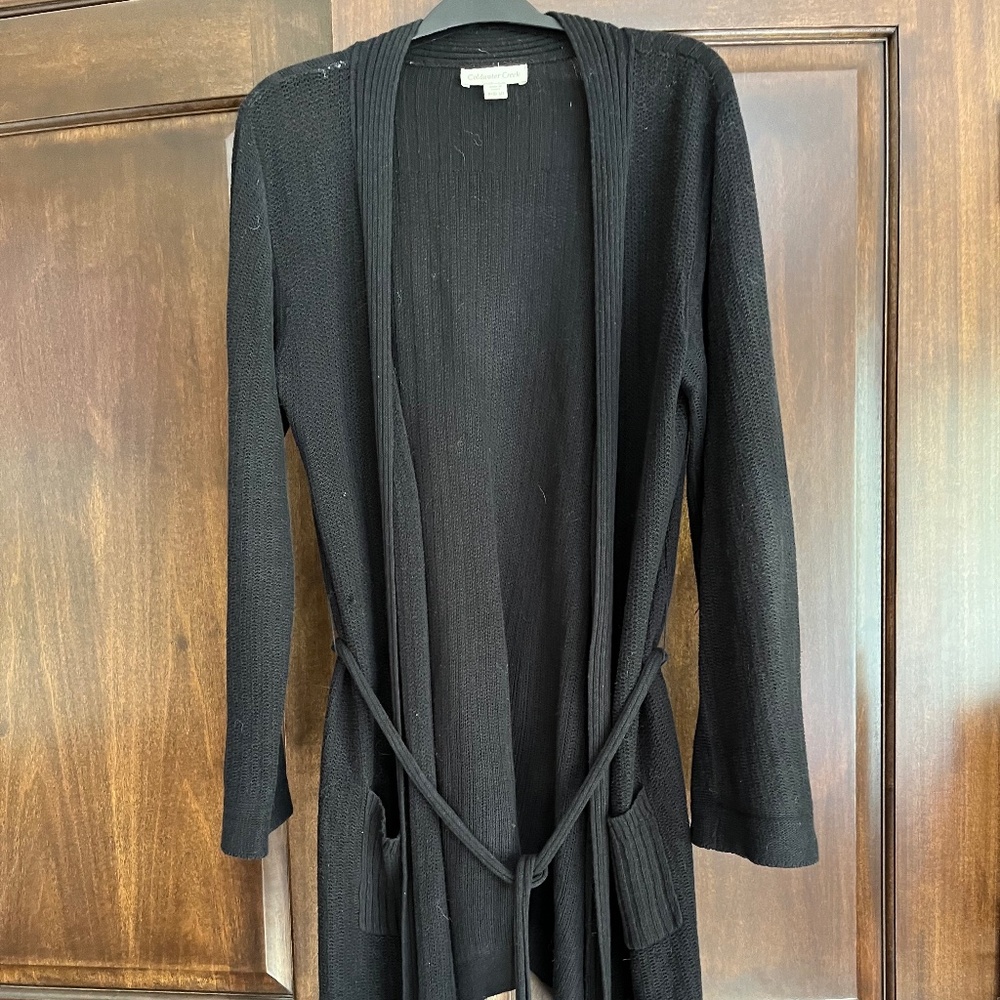 Black Coldwater Creek Summer Long Cardigan  Sz M